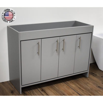 Volpa USA Villa 48" Gray Freestanding Modern Bathroom Vanity With Brushed Nickel Round Handles