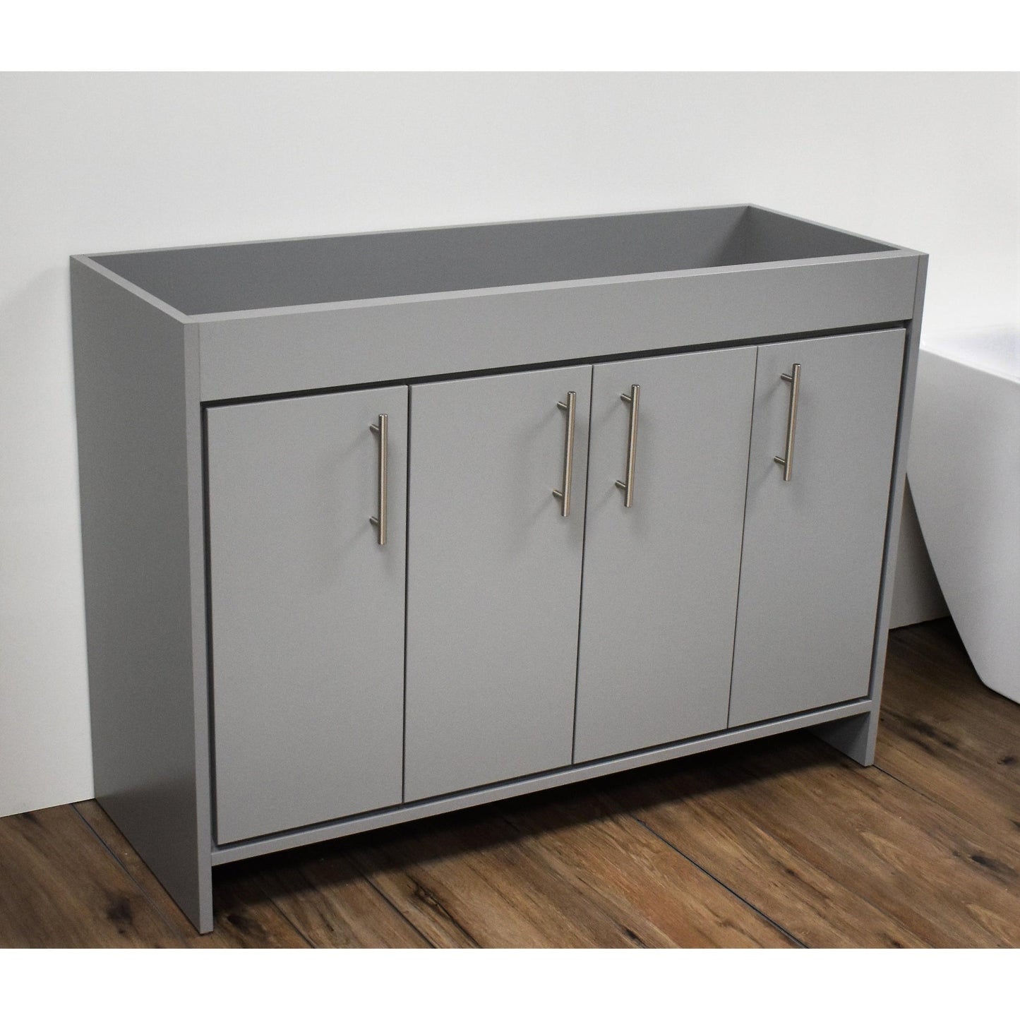 Volpa USA Villa 48" Gray Freestanding Modern Bathroom Vanity With Brushed Nickel Round Handles