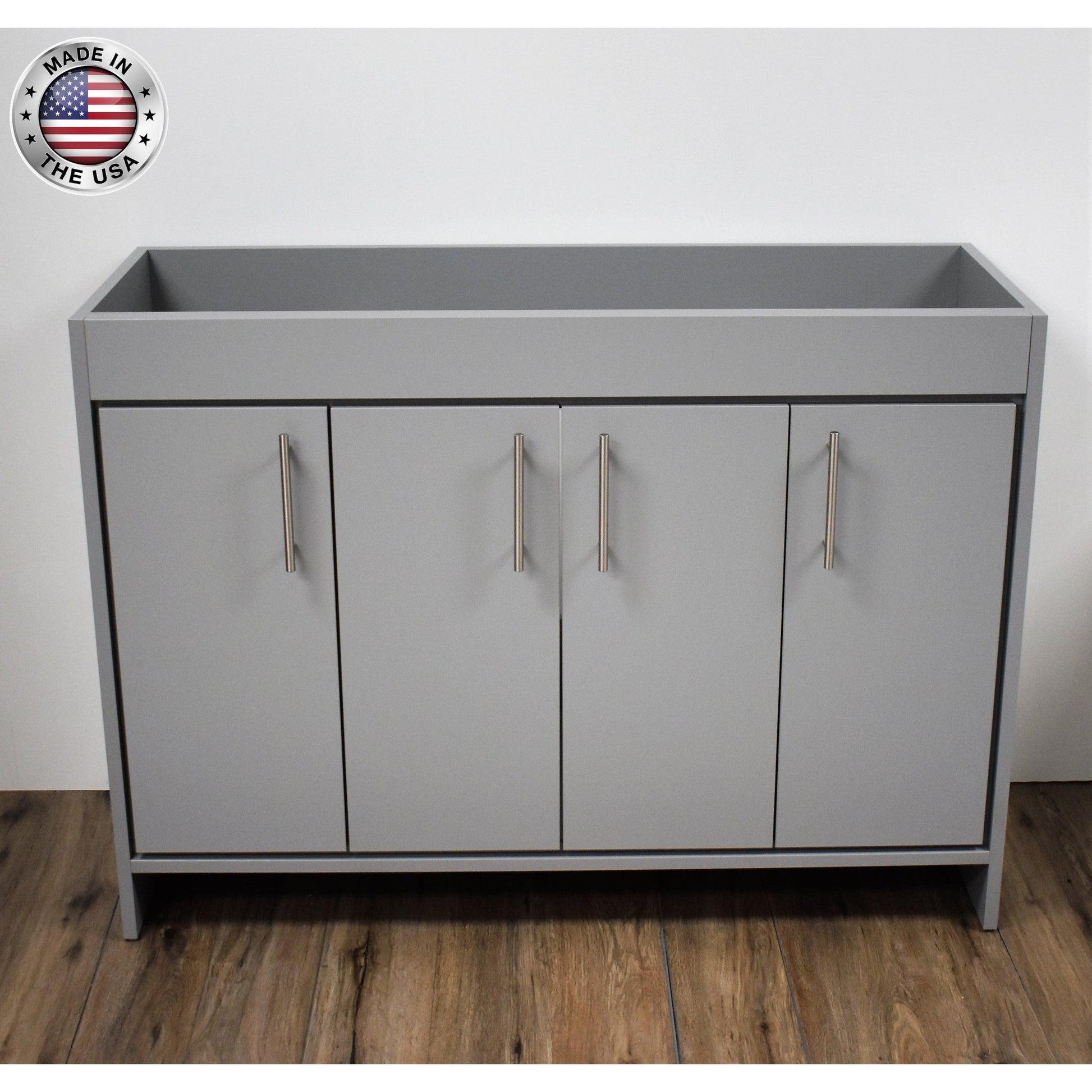 Volpa USA Villa 48" Gray Freestanding Modern Bathroom Vanity With Brushed Nickel Round Handles