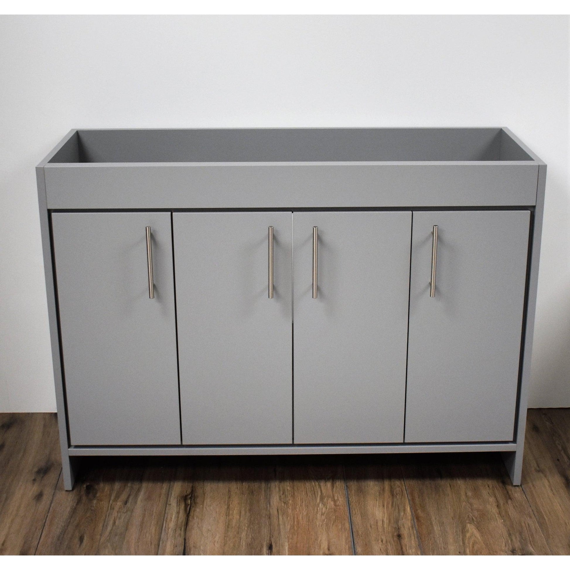 Volpa USA Villa 48" Gray Freestanding Modern Bathroom Vanity With Brushed Nickel Round Handles