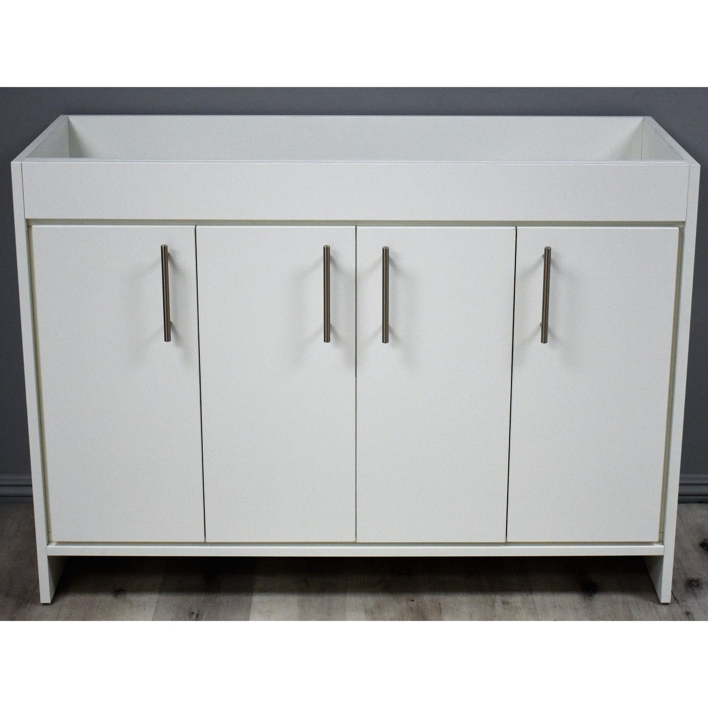 Volpa USA Villa 48" Soft White Freestanding Modern Bathroom Vanity With Brushed Nickel Round Handles