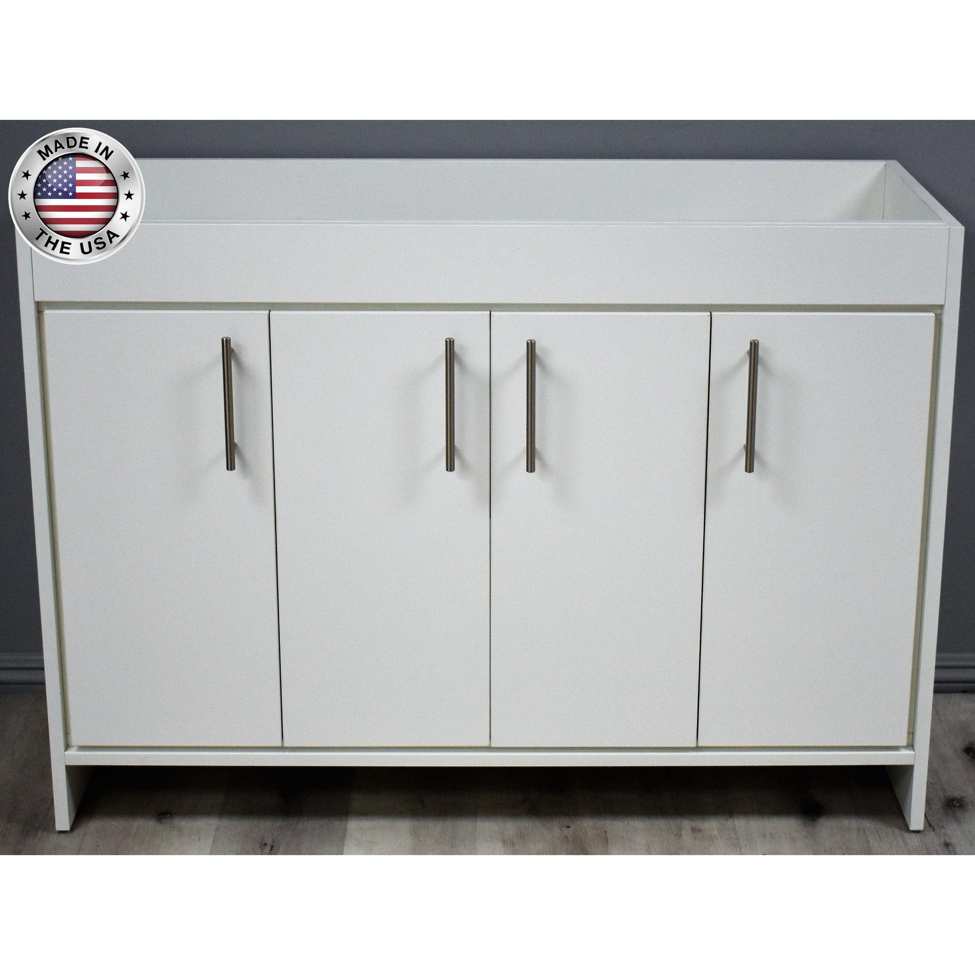 Volpa USA Villa 48" Soft White Freestanding Modern Bathroom Vanity With Brushed Nickel Round Handles