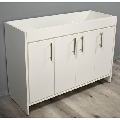 Volpa USA Villa 48" Soft White Freestanding Modern Bathroom Vanity With Brushed Nickel Round Handles