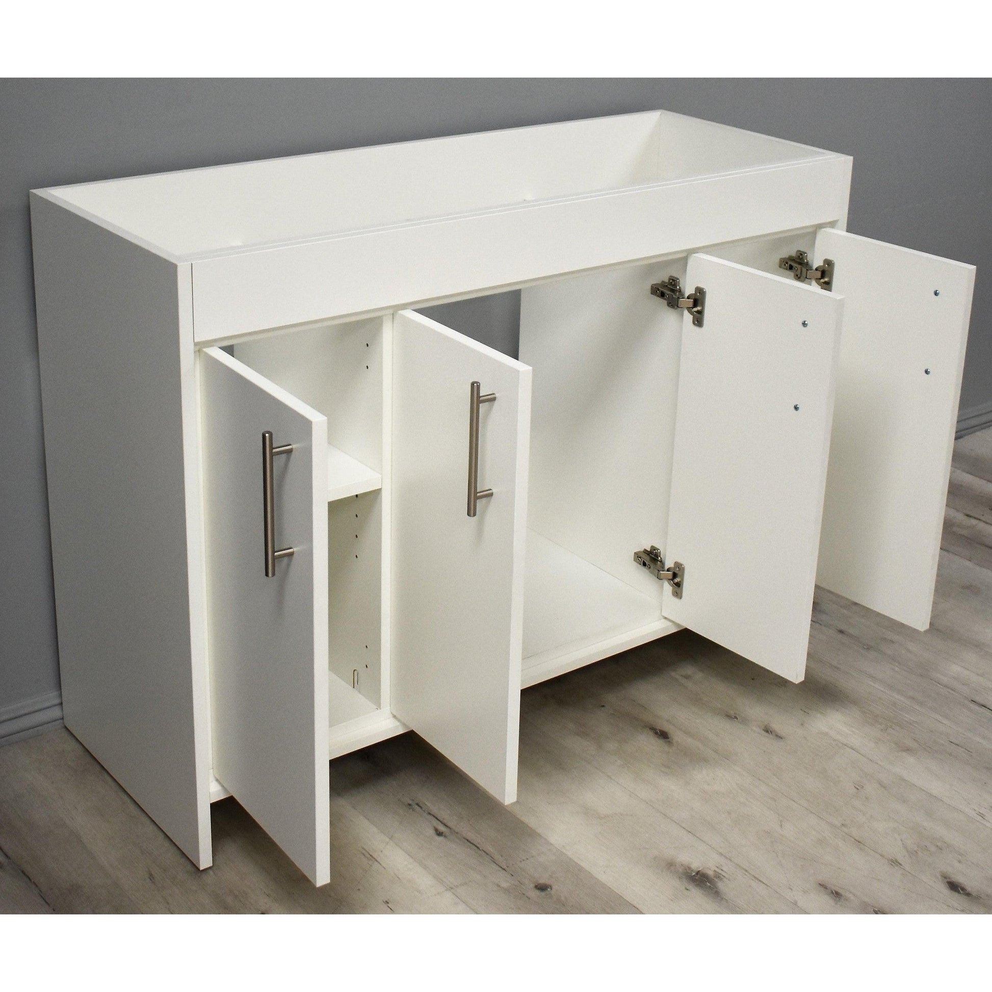 Volpa USA Villa 48" Soft White Freestanding Modern Bathroom Vanity With Brushed Nickel Round Handles