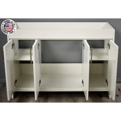 Volpa USA Villa 48" Soft White Freestanding Modern Bathroom Vanity With Brushed Nickel Round Handles