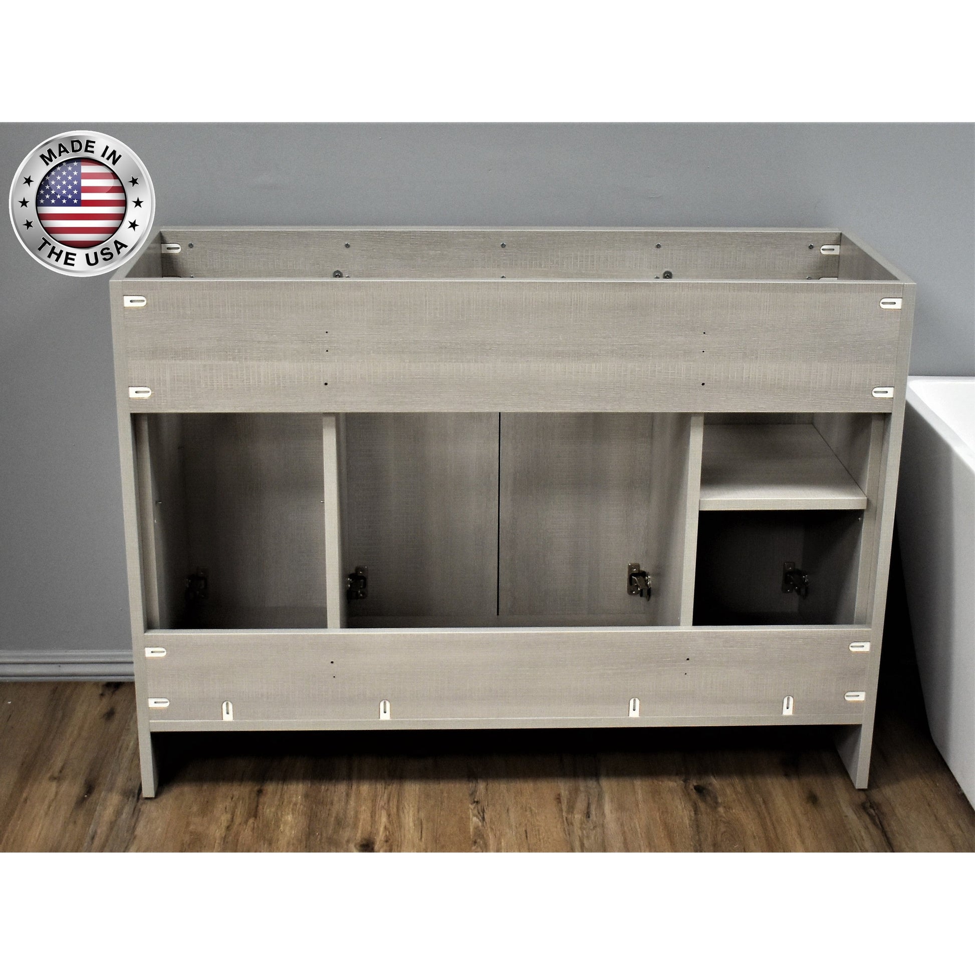 Volpa USA Villa 48" Weathered Grey Freestanding Modern Bathroom Vanity With Brushed Nickel Round Handles