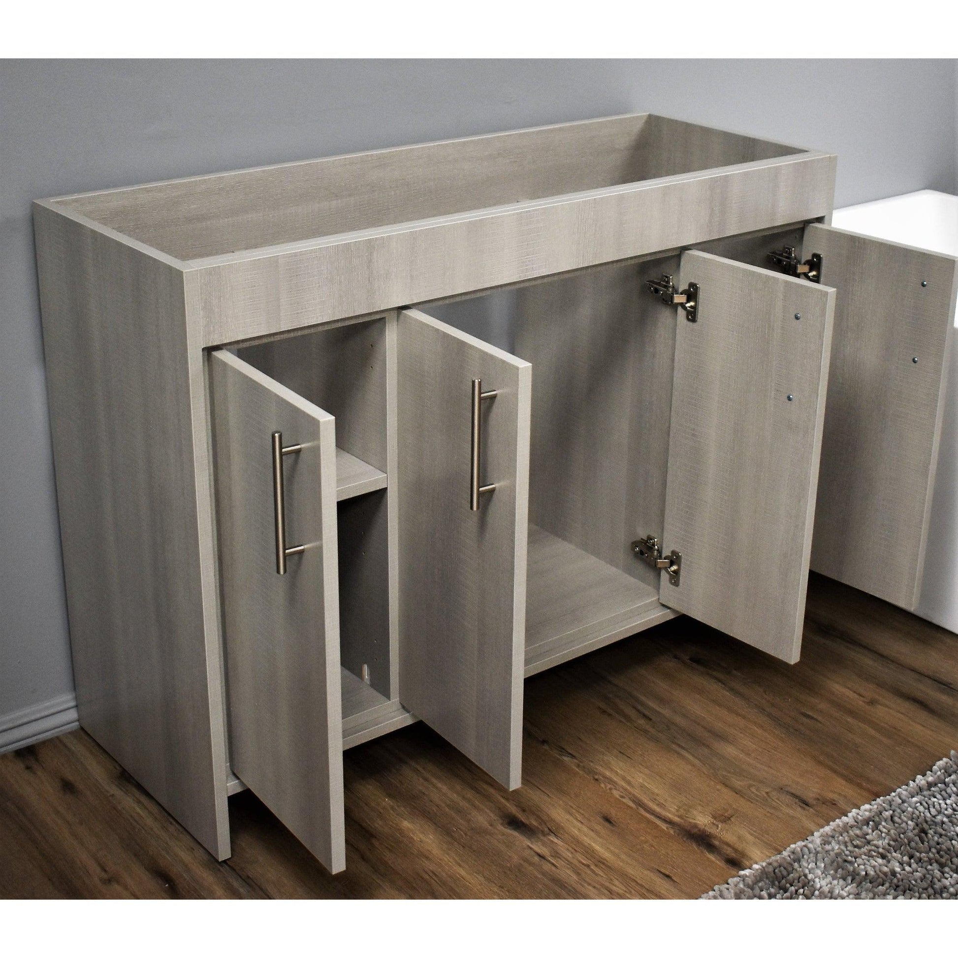 Volpa USA Villa 48" Weathered Grey Freestanding Modern Bathroom Vanity With Brushed Nickel Round Handles