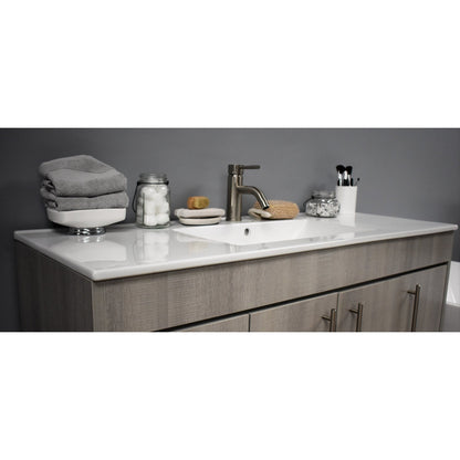 Volpa USA Villa 48" Weathered Grey Freestanding Modern Bathroom Vanity With Integrated Ceramic Top and Brushed Nickel Round Handles