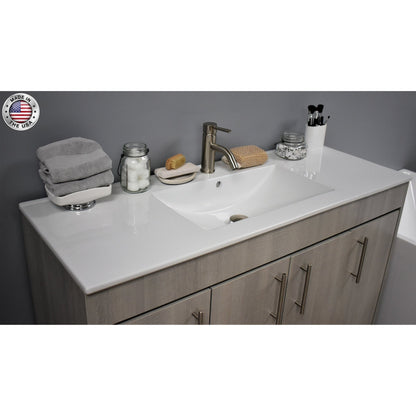 Volpa USA Villa 48" Weathered Grey Freestanding Modern Bathroom Vanity With Integrated Ceramic Top and Brushed Nickel Round Handles