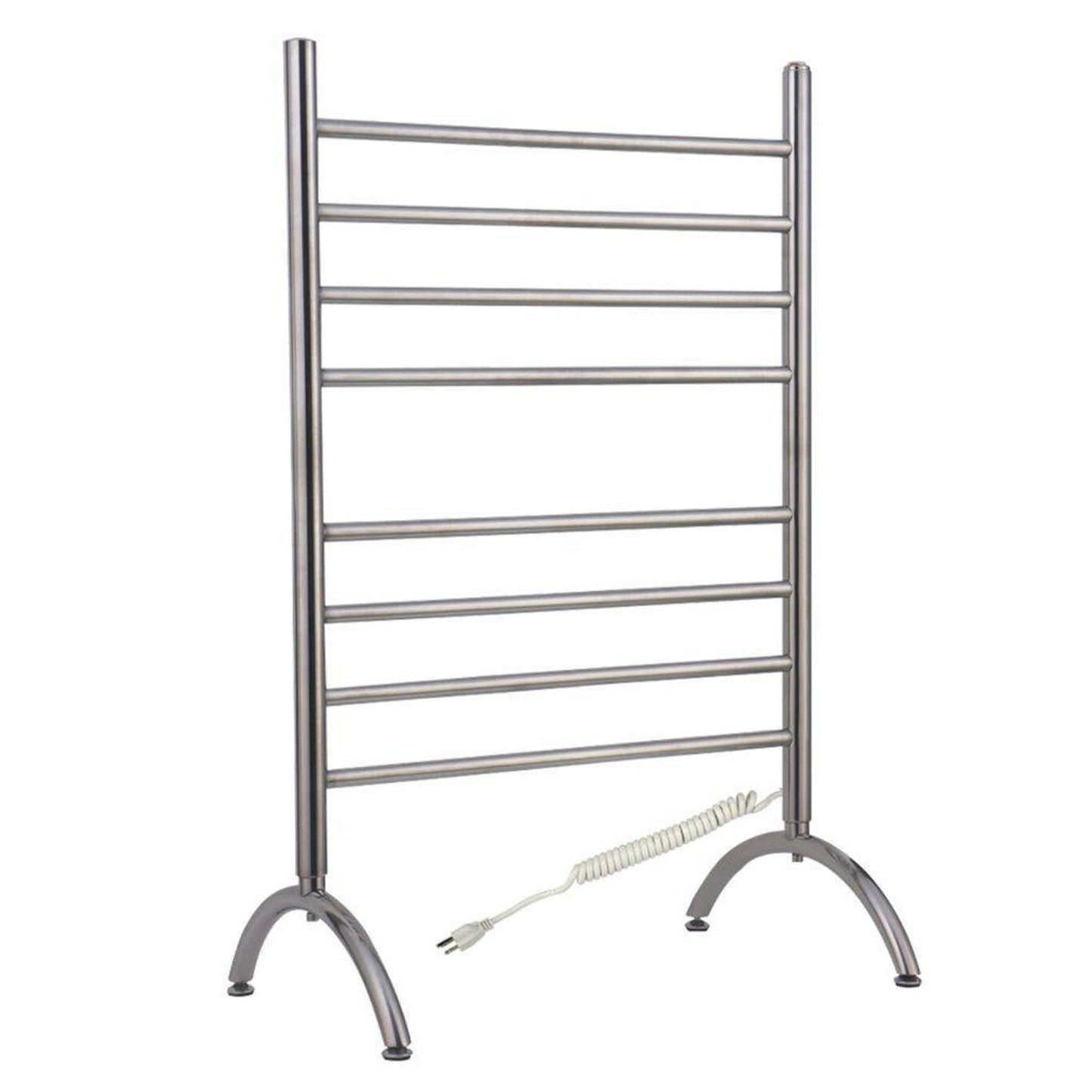 WarmlyYours Barcelona 24" x 37" Brushed Stainless Steel Wall-Mounted 8-Bar Plug-In Towel Warmer