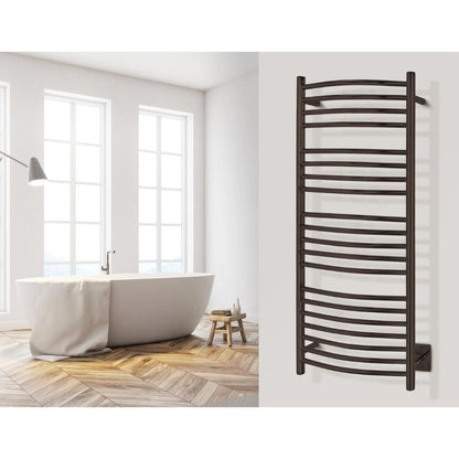 WarmlyYours Bellagio 20" x 47" Oil Rubbed Bronze Stainless Steel Wall-Mounted 20-Bar Hardwired Towel Warmer