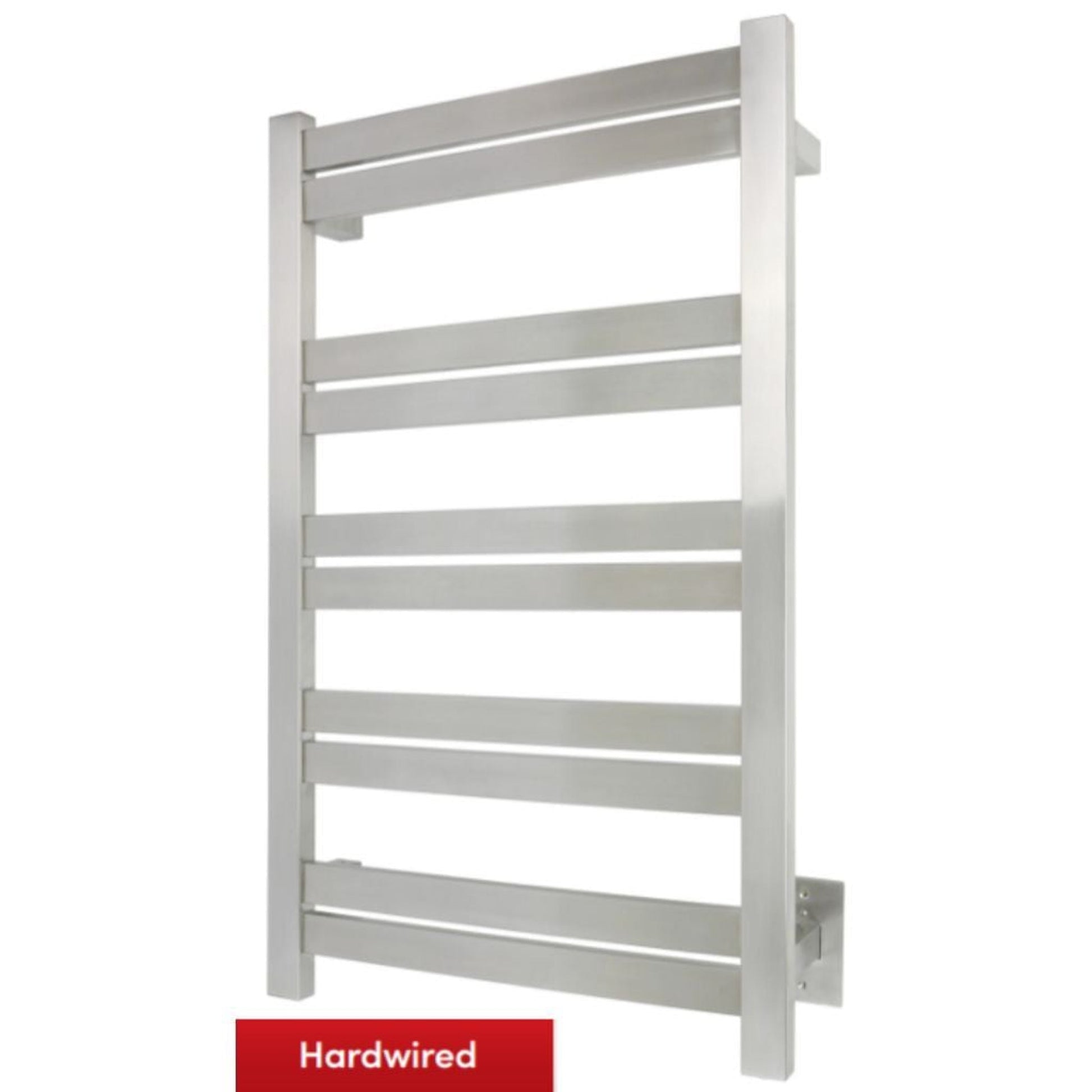 WarmlyYours Grande 10 21" x 34" Brushed Stainless Steel Wall-Mounted 10-Bar Hardwired Towel Warmer