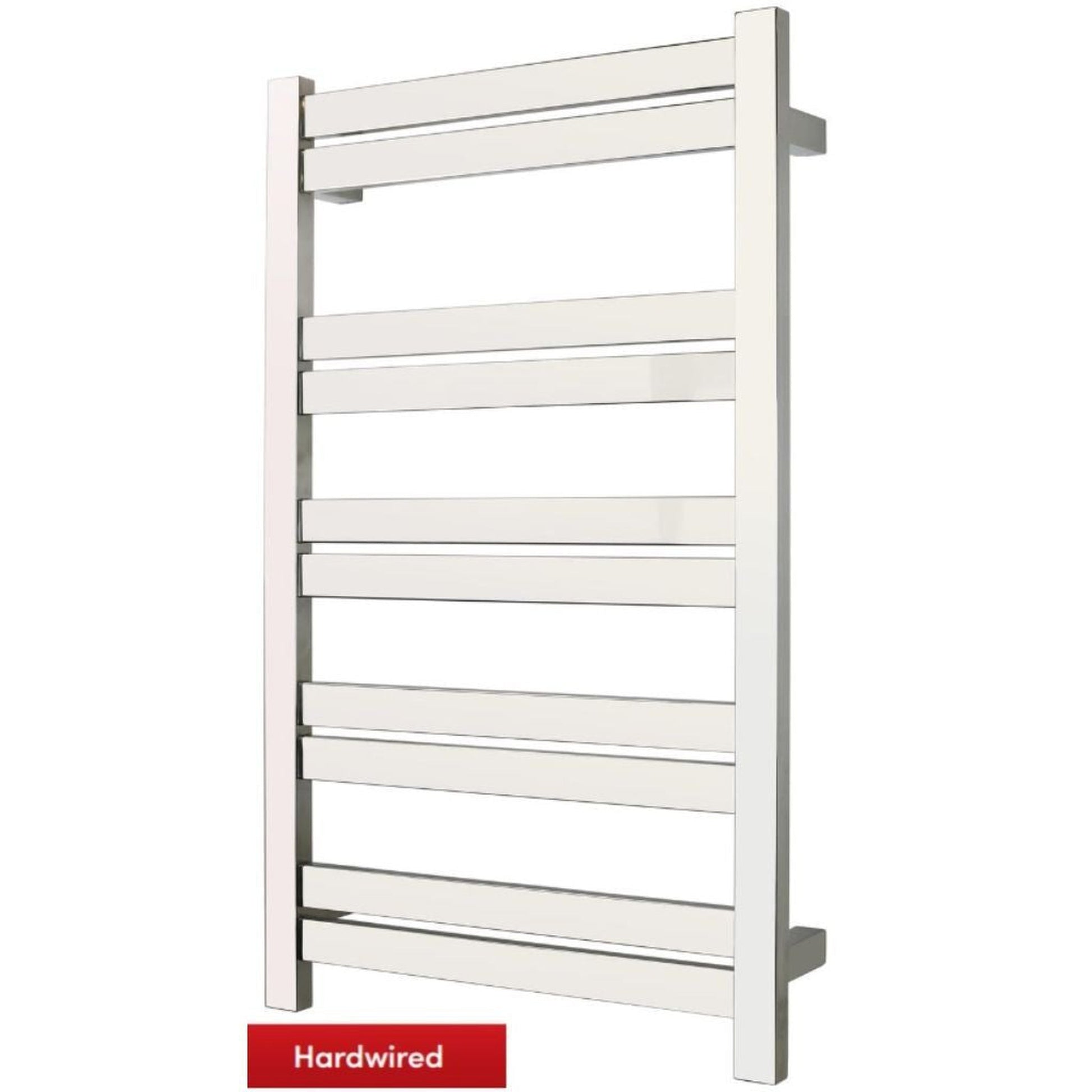 WarmlyYours Grande 10 21" x 34" Polished Stainless Steel Wall-Mounted 10-Bar Hardwired Towel Warmer