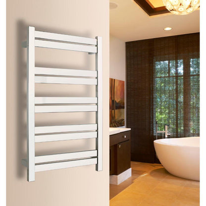 WarmlyYours Grande 10 21" x 34" Polished Stainless Steel Wall-Mounted 10-Bar Hardwired Towel Warmer