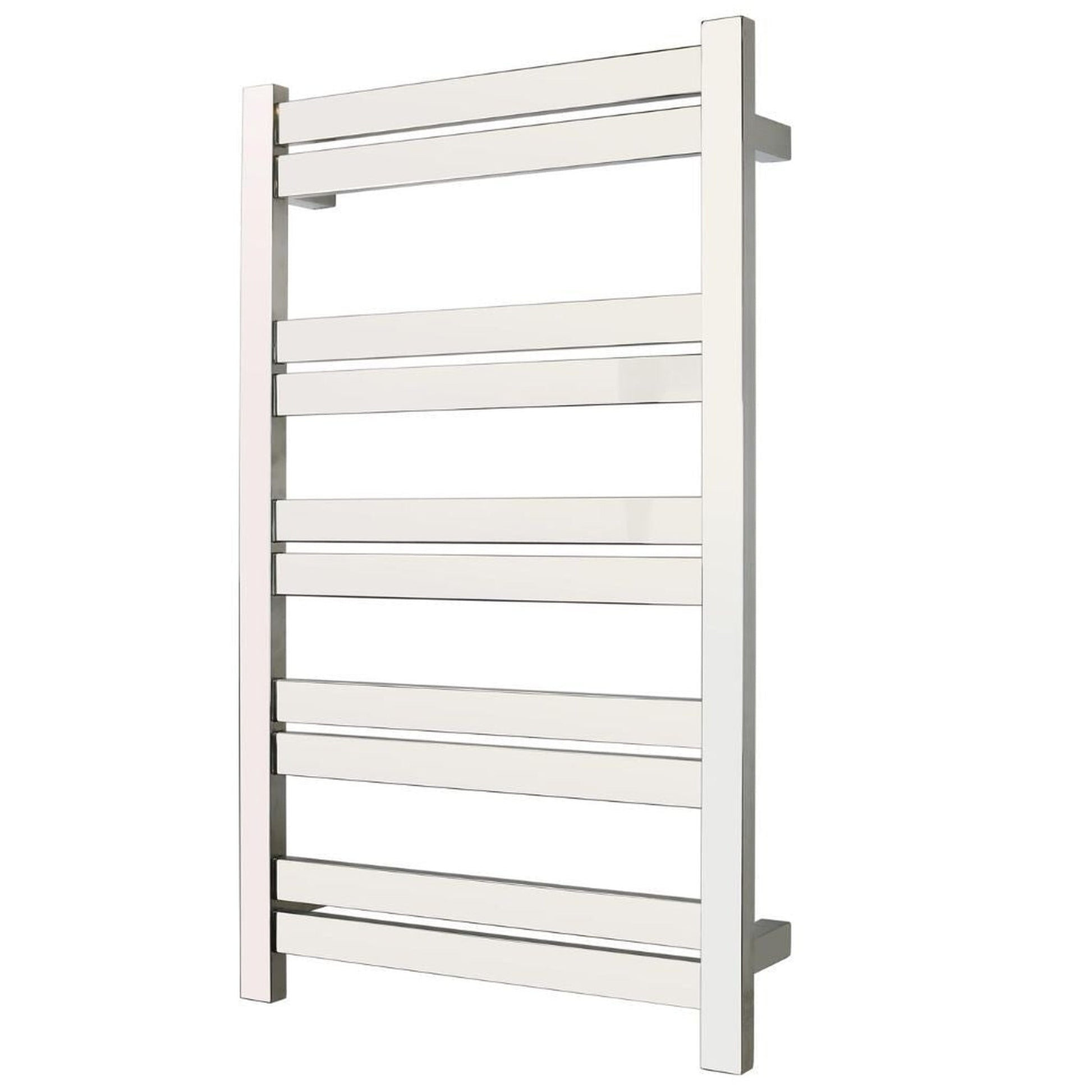 WarmlyYours Grande 10 21" x 34" Polished Stainless Steel Wall-Mounted 10-Bar Hardwired Towel Warmer