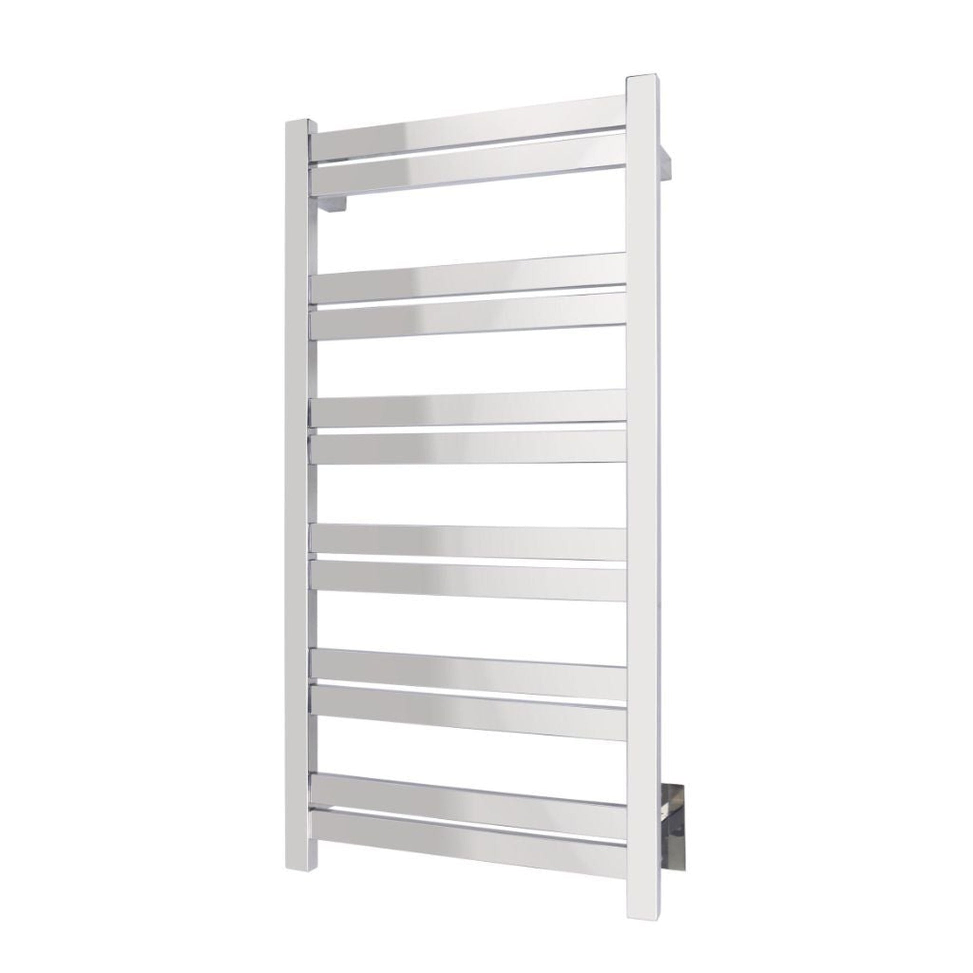WarmlyYours Grande 12 21" x 41" Polished Stainless Steel Wall-Mounted 12-Bar Hardwired Towel Warmer