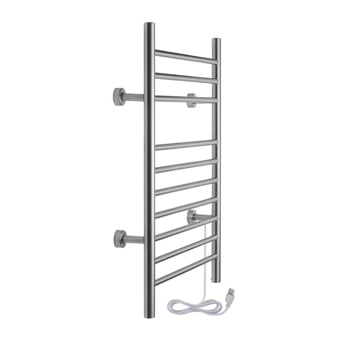 WarmlyYours Infinity 24" x 32" Brushed Stainless Steel Wall-Mounted 10-Bar Dual Connection Hardwired or Plug-In Towel Warmer