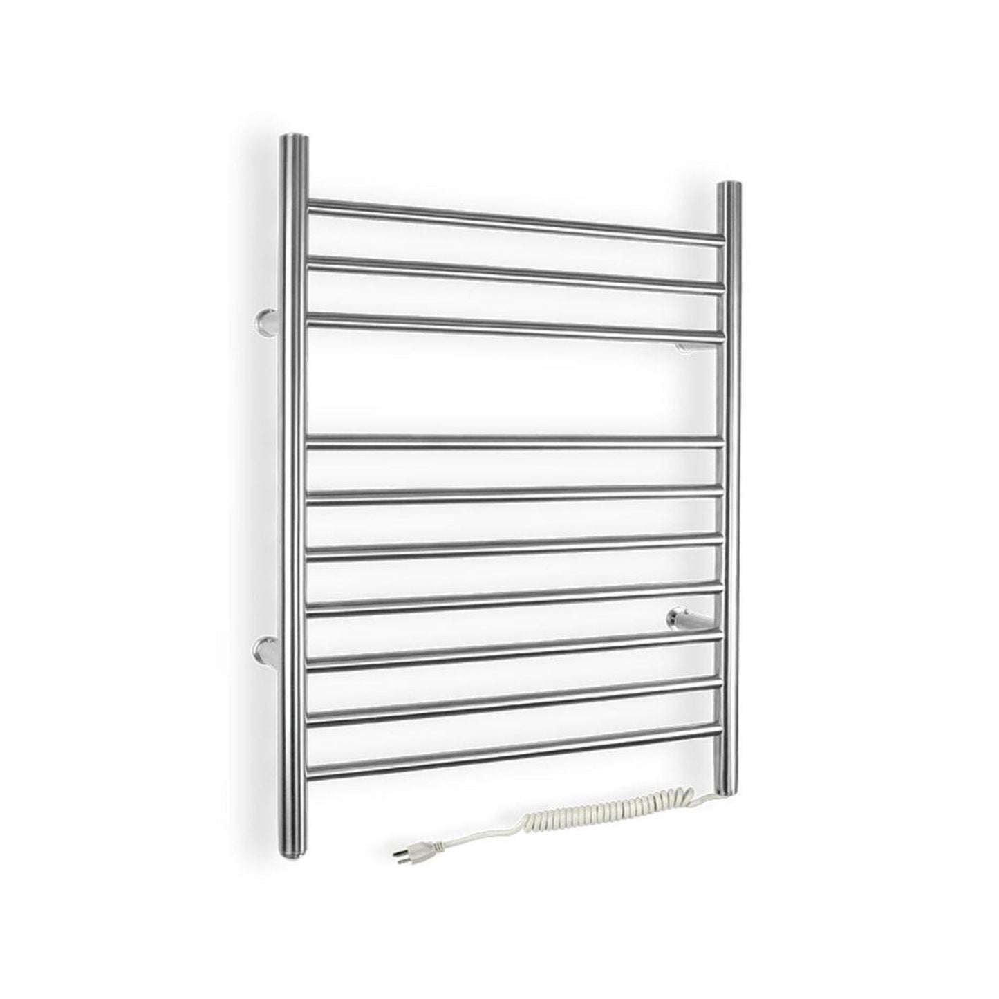 WarmlyYours Infinity 24" x 32" Brushed Stainless Steel Wall-Mounted 10-Bar Plug-In Towel Warmer
