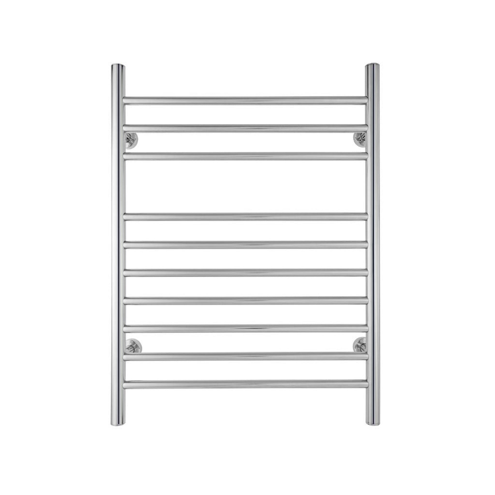 WarmlyYours Infinity 24" x 32" Polished Stainless Steel Wall-Mounted 10-Bar Dual Connection Hardwired or Plug-In Towel Warmer