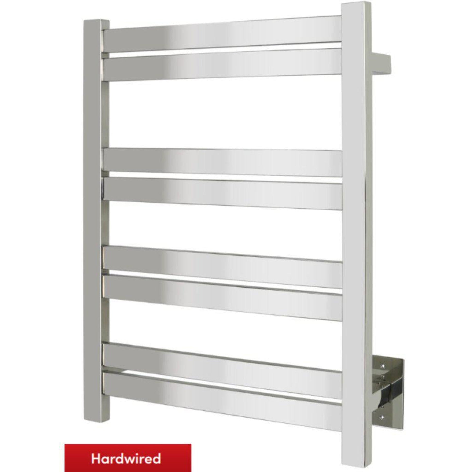 WarmlyYours Maple 8 20" x 28" Polished Stainless Steel Wall-Mounted 8-Bar Hardwired Towel Warmer