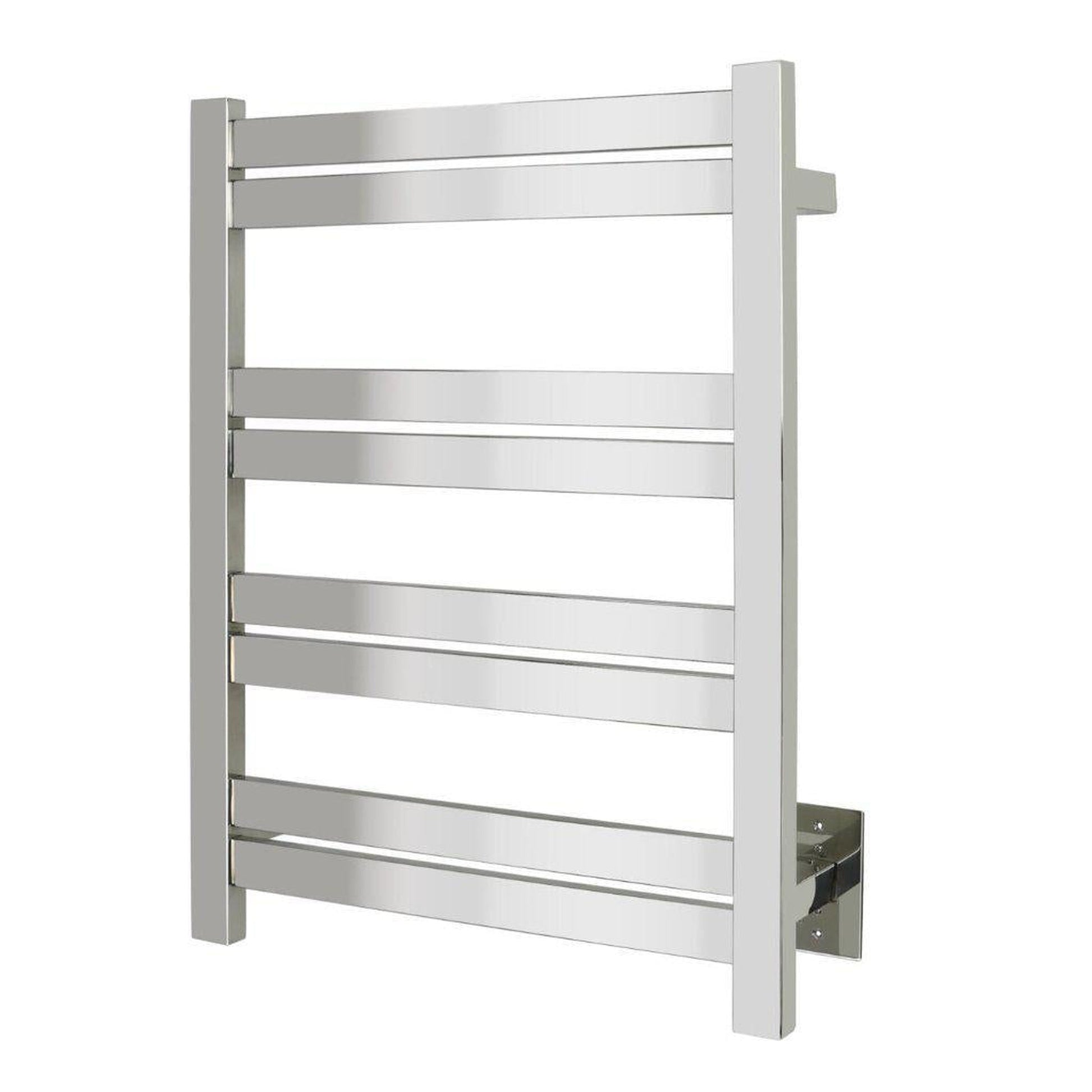 WarmlyYours Maple 8 20" x 28" Polished Stainless Steel Wall-Mounted 8-Bar Hardwired Towel Warmer