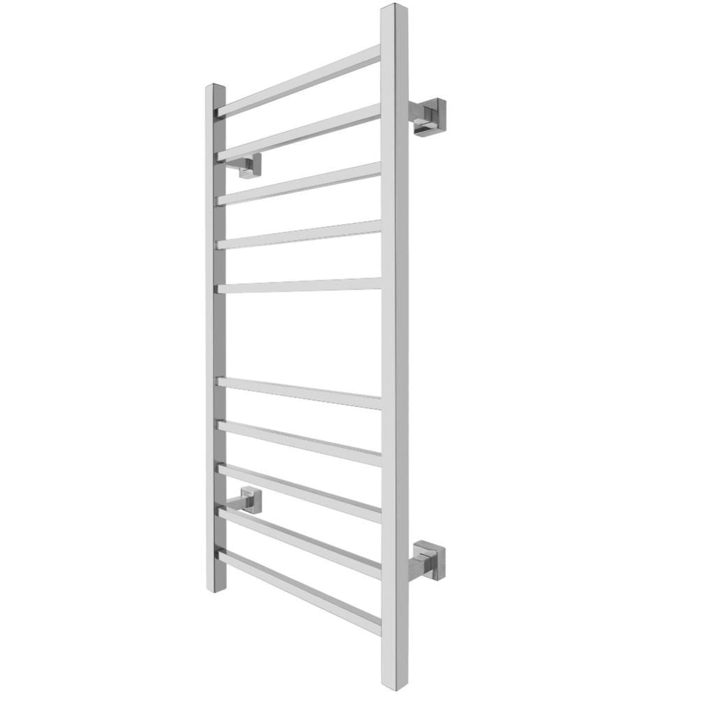 WarmlyYours Metropolitan 20" x 42" Polished Stainless Steel Wall-Mounted 10-Bar Dual Connection Hardwired or Plug-In Towel Warmer