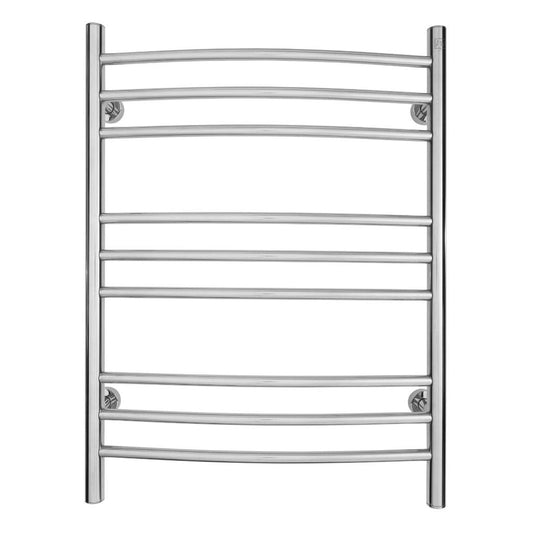WarmlyYours Riviera 24" x 32" Polished Stainless Steel Wall-Mounted 9-Bar Dual Connection Hardwired or Plug-In Towel Warmer