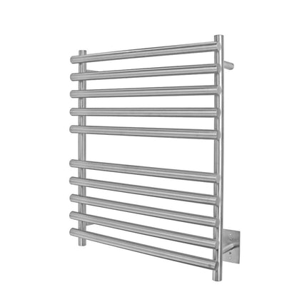 WarmlyYours Rome 26" x 32" Brushed Stainless Steel Wall-Mounted 10-Bar Hardwired Towel Warmer