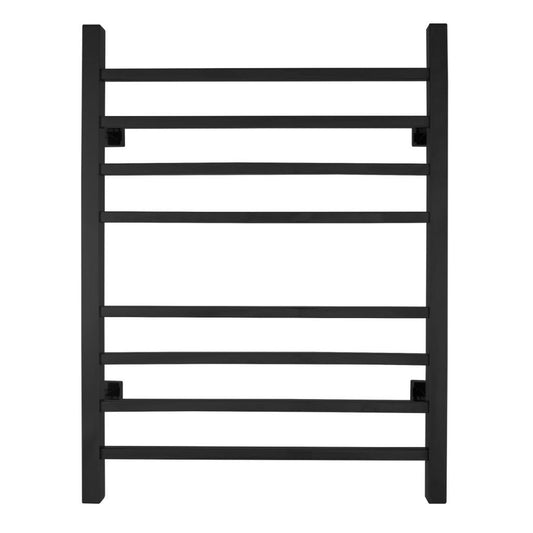 WarmlyYours Sierra 24" x 32" Matte Black Stainless Steel Wall-Mounted 8-Bar Dual Connection Hardwired or Plug-In Towel Warmer