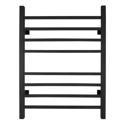 WarmlyYours Sierra 24" x 32" Matte Black Stainless Steel Wall-Mounted 8-Bar Dual Connection Hardwired or Plug-In Towel Warmer