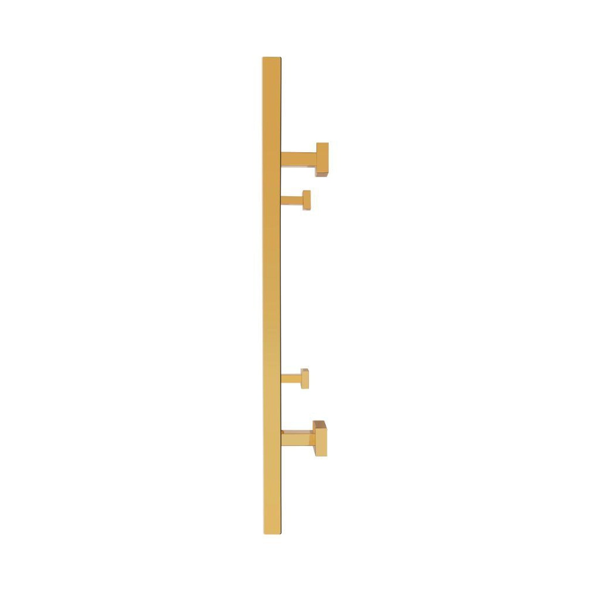WarmlyYours Sierra 24" x 32" Polished Gold Stainless Steel Wall-Mounted 8-Bar Dual Connection Hardwired or Plug-In Towel Warmer