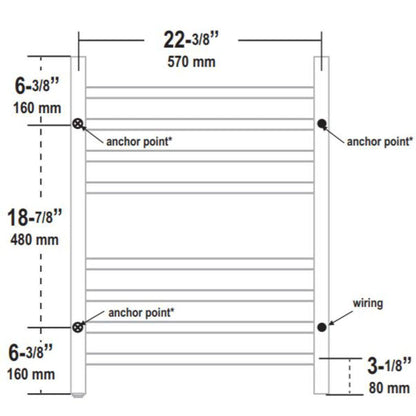 WarmlyYours Sierra 24" x 32" Polished Stainless Steel Wall-Mounted 8-Bar Dual Connection Hardwired or Plug-In Towel Warmer