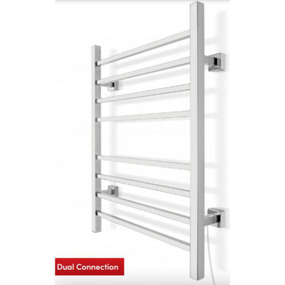 WarmlyYours Sierra 24" x 32" Polished Stainless Steel Wall-Mounted 8-Bar Dual Connection Hardwired or Plug-In Towel Warmer