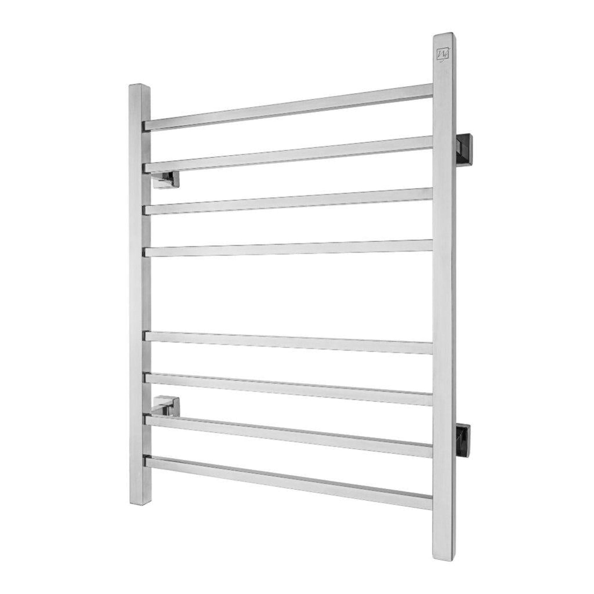 WarmlyYours Sierra 24" x 32" Polished Stainless Steel Wall-Mounted 8-Bar Dual Connection Hardwired or Plug-In Towel Warmer