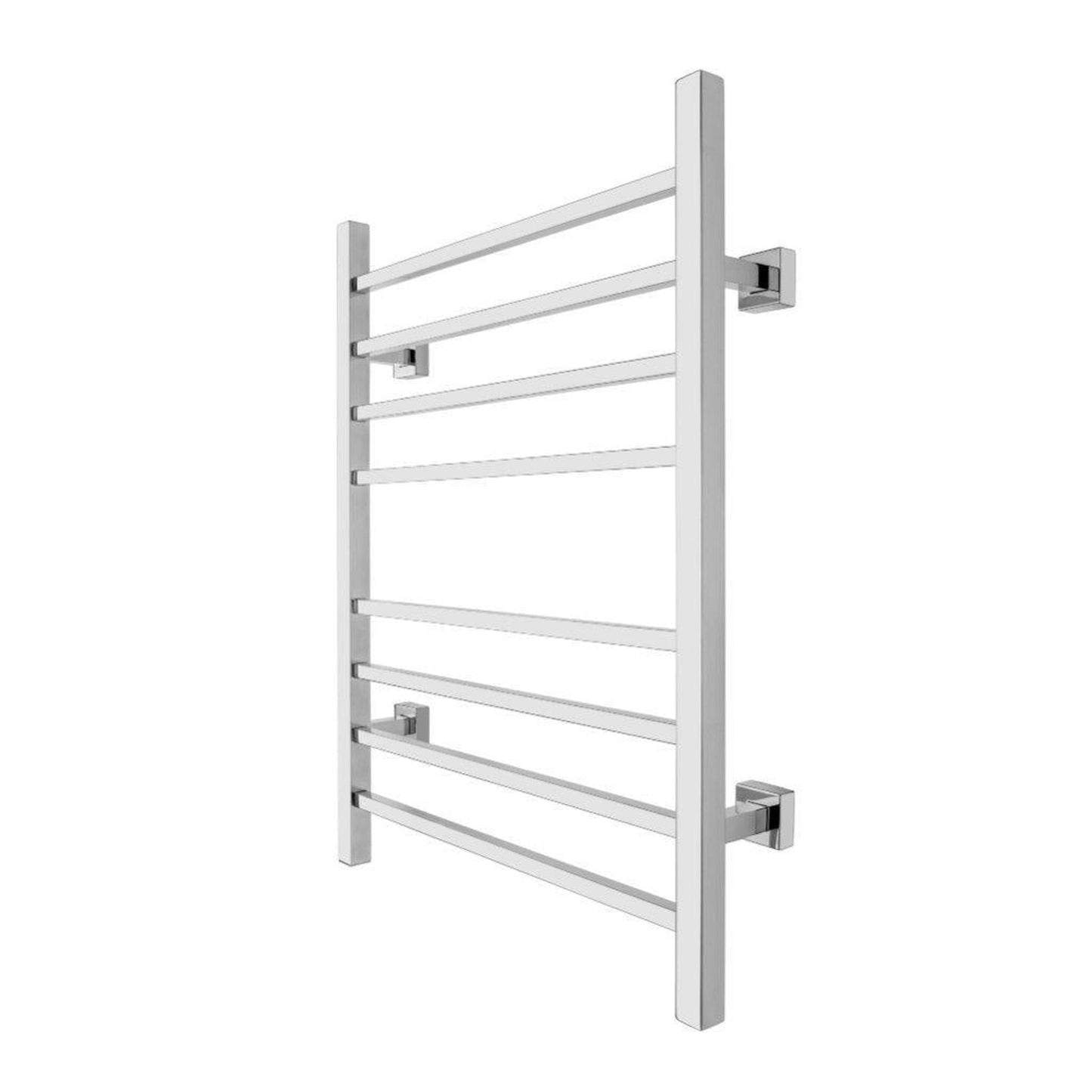 WarmlyYours Sierra 24" x 32" Polished Stainless Steel Wall-Mounted 8-Bar Dual Connection Hardwired or Plug-In Towel Warmer