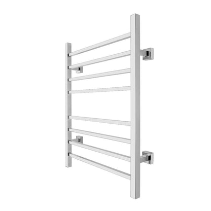 WarmlyYours Sierra 24" x 32" Polished Stainless Steel Wall-Mounted 8-Bar Dual Connection Hardwired or Plug-In Towel Warmer