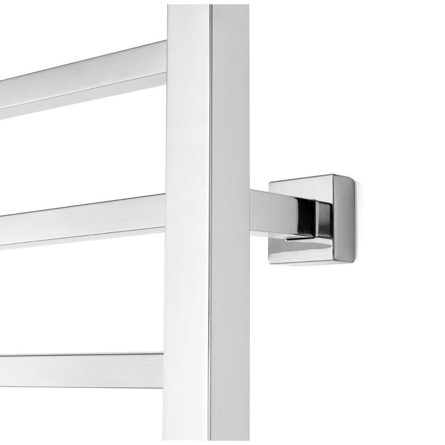 WarmlyYours Sierra 24" x 32" Polished Stainless Steel Wall-Mounted 8-Bar Dual Connection Hardwired or Plug-In Towel Warmer