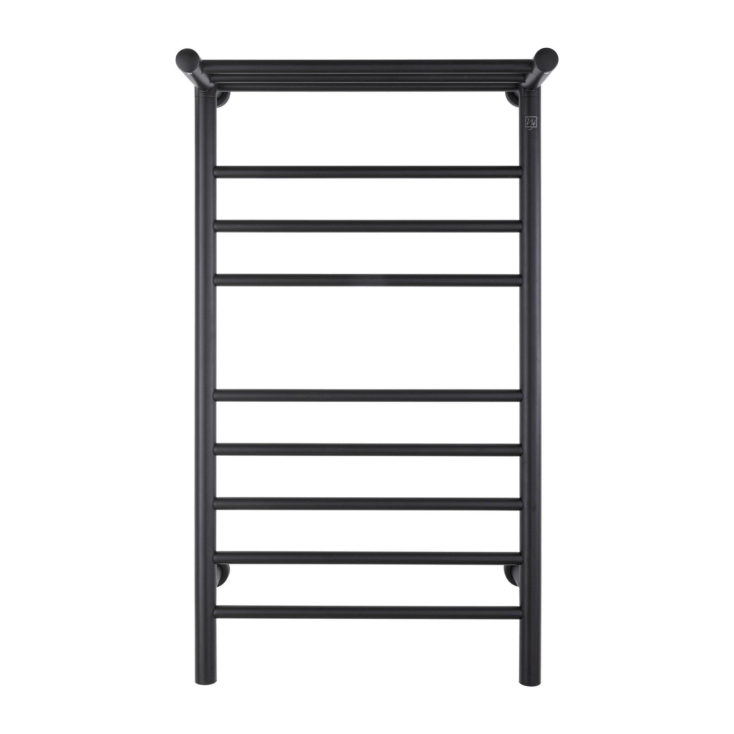 WarmlyYours Summit 20" x 36" Matte Black Stainless Steel Wall-Mounted 8-Bar Dual Connection Hardwired or Plug-In Towel Warmer