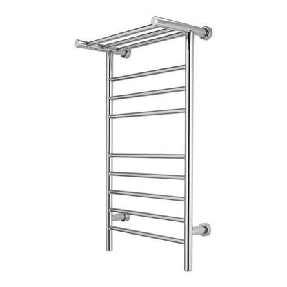 WarmlyYours Summit 20" x 36" Polished Stainless Steel Wall-Mounted 8-Bar Dual Connection Hardwired or Plug-In Towel Warmer