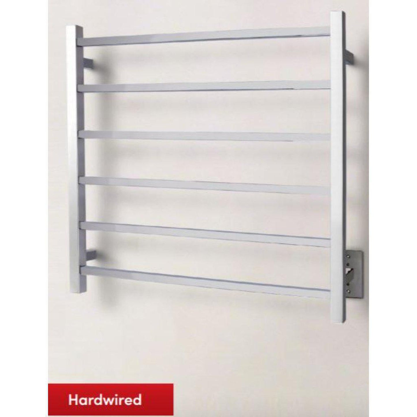 WarmlyYours Tahoe 6 30" x 27" Polished Stainless Steel Wall-Mounted 6-Bar Hardwired Towel Warmer