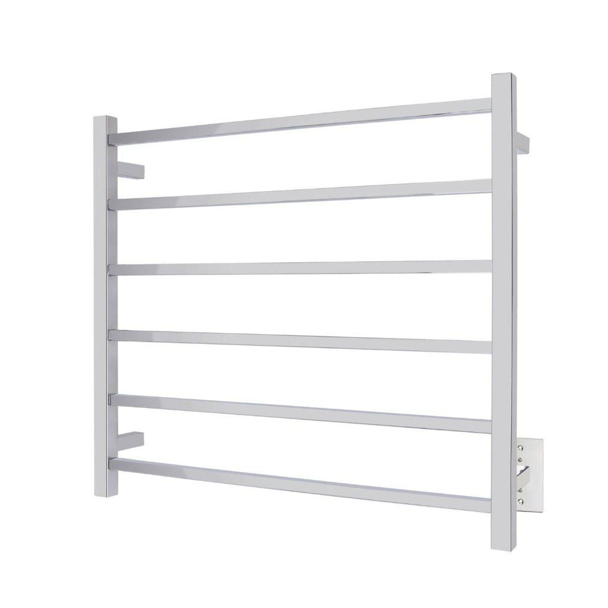 WarmlyYours Tahoe 6 30" x 27" Polished Stainless Steel Wall-Mounted 6-Bar Hardwired Towel Warmer