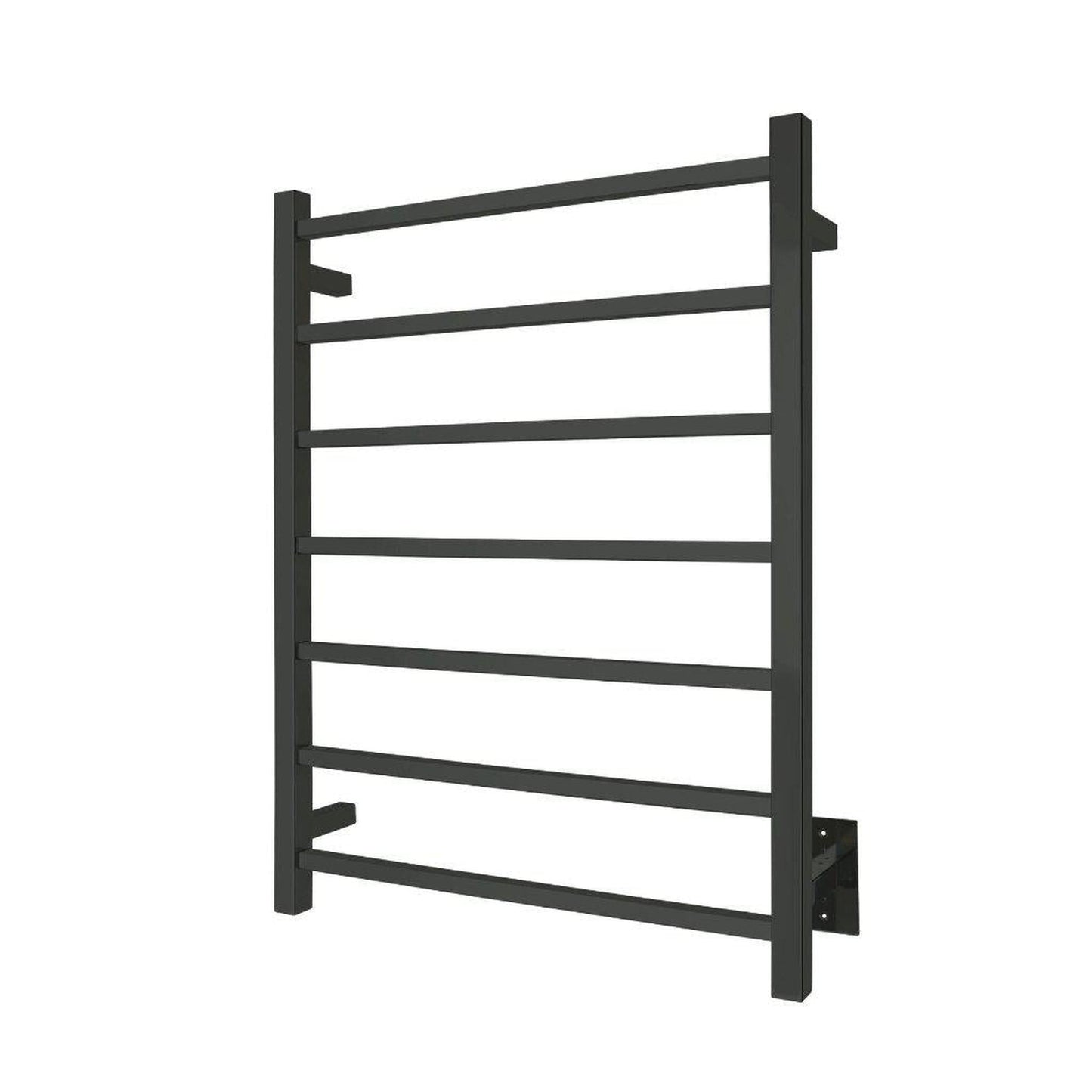 WarmlyYours Tahoe 7 24" x 32" Matte Black Stainless Steel Wall-Mounted 7-Bar Hardwired Towel Warmer