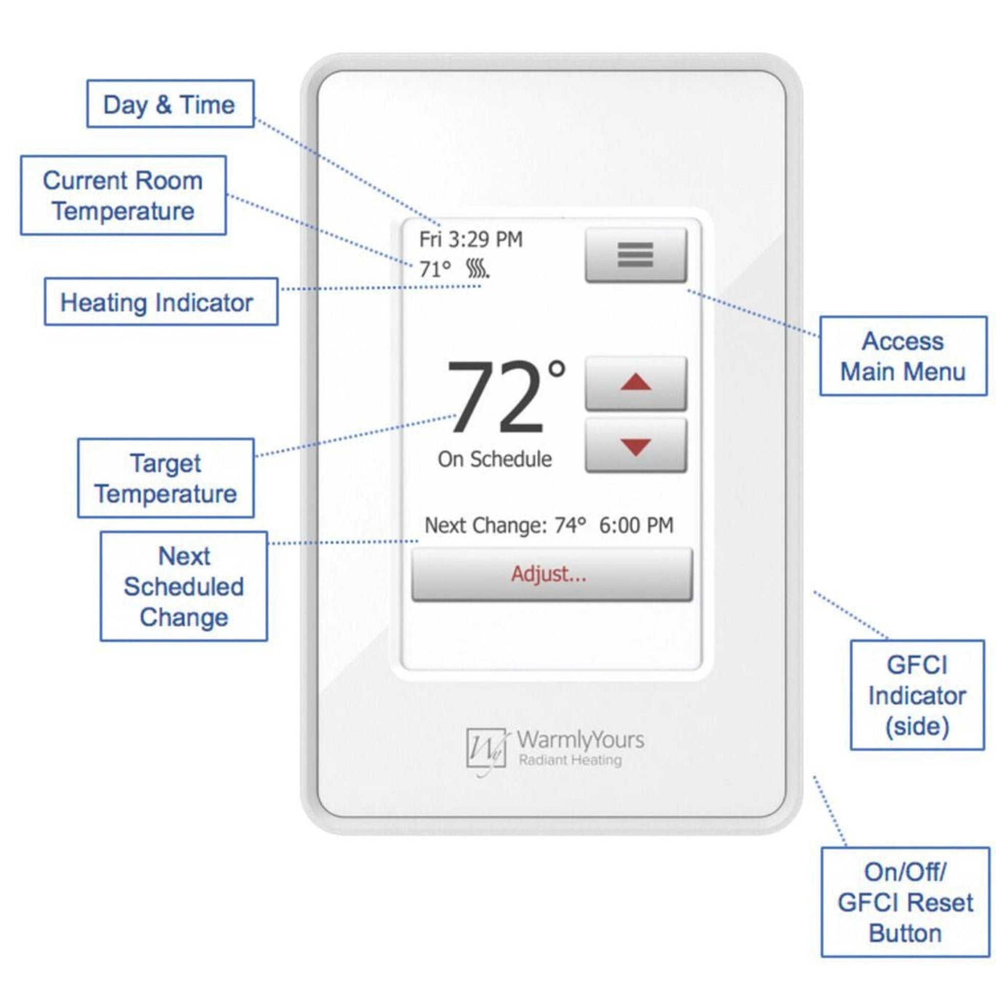 WarmlyYours TempZone Easy Mat 2' x 4' 120V Electric Radiant Floor Heating Kit With nSpire Touch Programmable Touchscreen Thermostat For Bathroom With Single Vanity