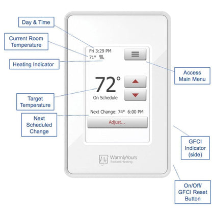 WarmlyYours TempZone Flex Roll 3' x 70' 240V Electric Radiant Floor Heating Kit With nSpire Touch Programmable Touchscreen Thermostat For Extra Large Bathroom