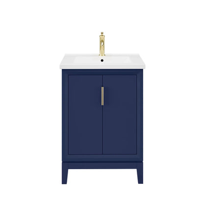 Water Creation Elise 24'' Integrated Ceramic Sink Top Vanity in Monarch Blue with Modern Single Faucet
