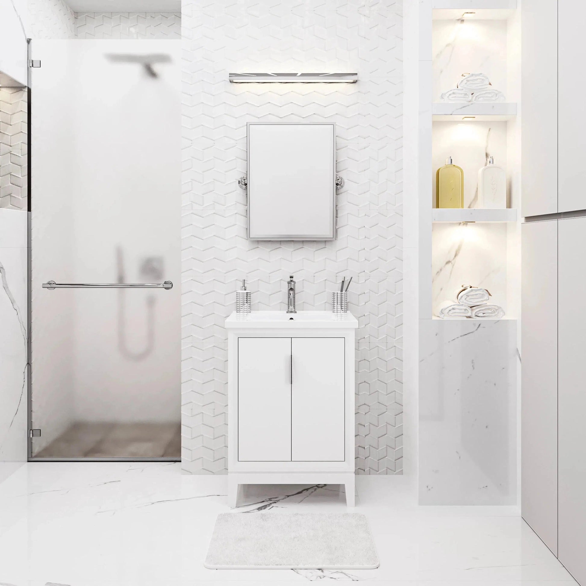 Water Creation Elise 24" Integrated Ceramic Sink Top Vanity in Pure White