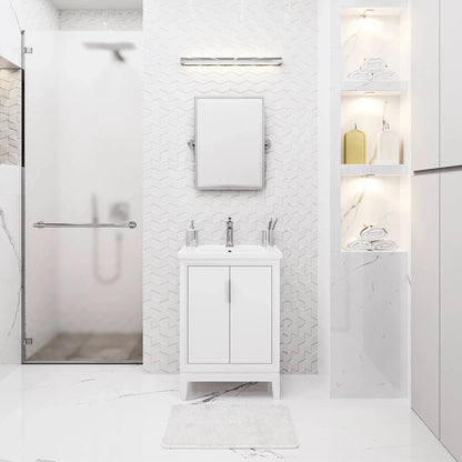 Water Creation Elise 24" Integrated Ceramic Sink Top Vanity in Pure White