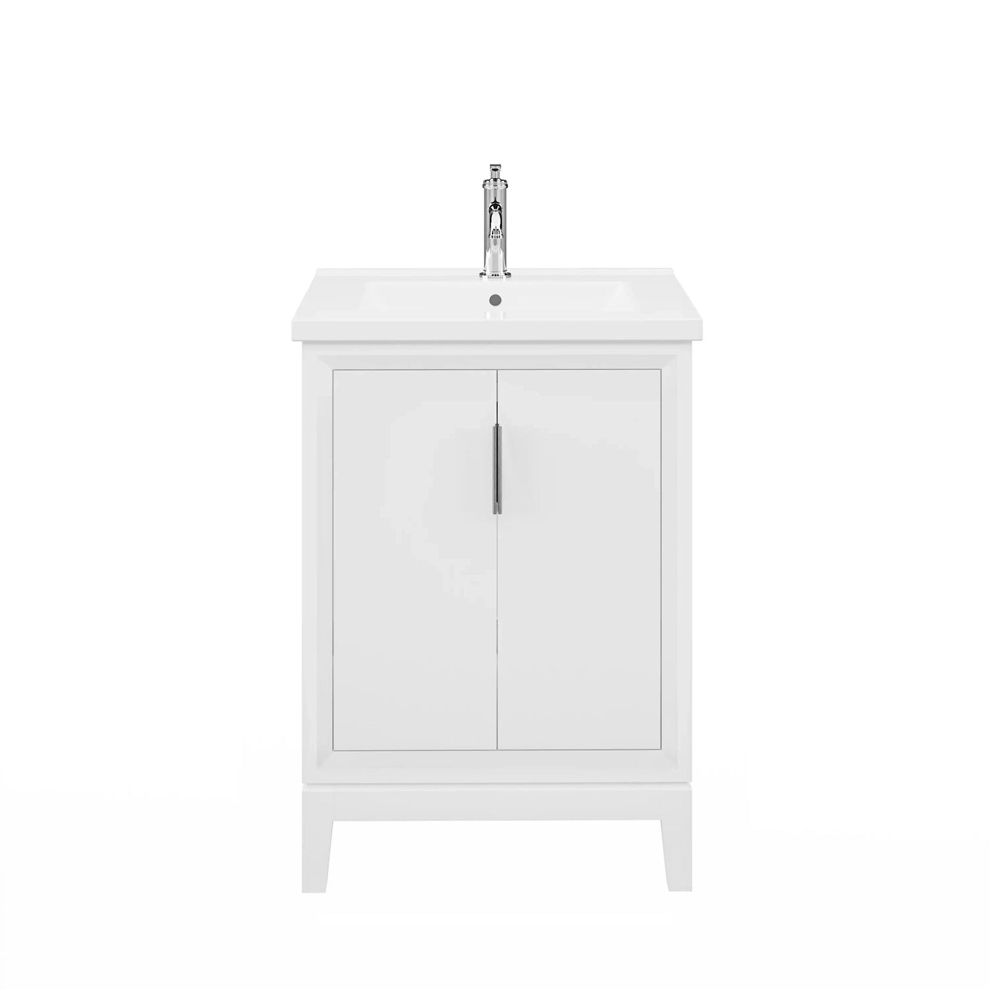 Water Creation Elise 24" Integrated Ceramic Sink Top Vanity in Pure White with Modern Single Faucet