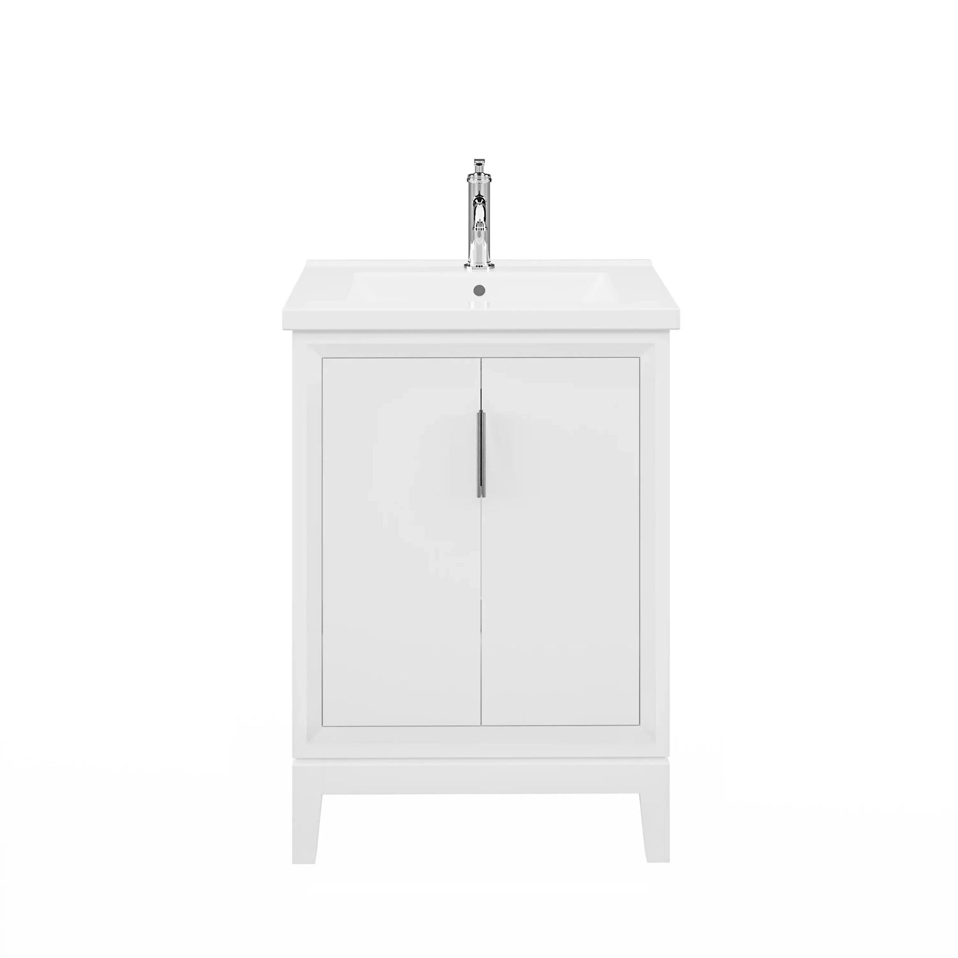 Water Creation Elise 24" Integrated Ceramic Sink Top Vanity in Pure White with Modern Single Faucet
