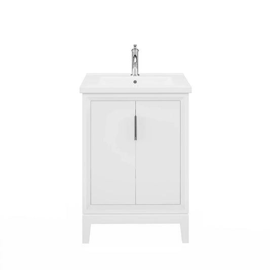 Water Creation Elise 24" Integrated Ceramic Sink Top Vanity in Pure White